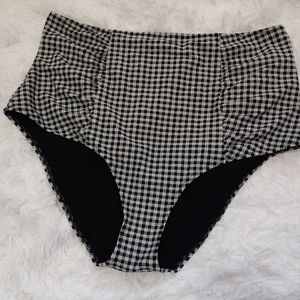 aerie Bikini Bottom Hi Rise Size XL Black/ White Checkered Design
